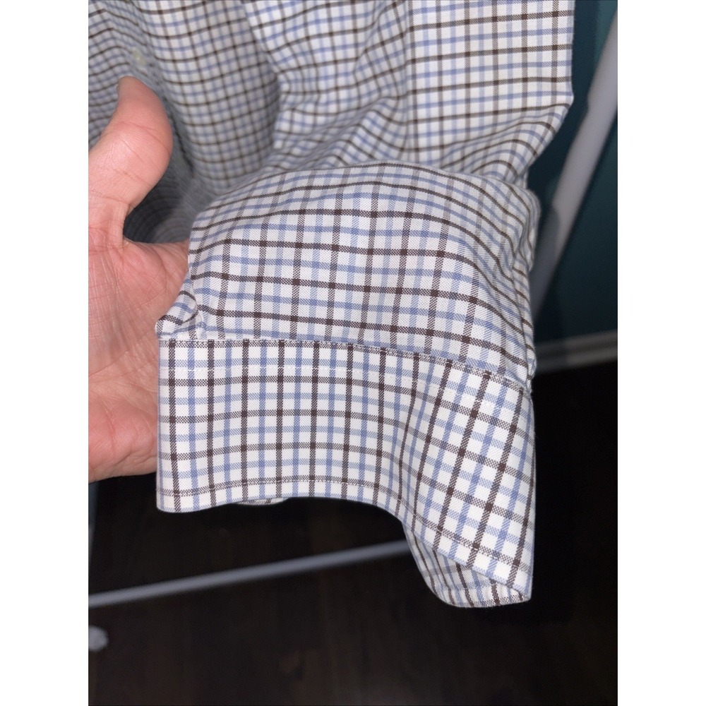Brooks Brothers Shirt Mens 2XLT Tall Blue Gingham Plaid  Oxford Old Money - Picture 4 of 7